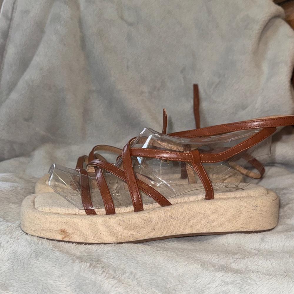 JustFab Tan Strappy Sandals
